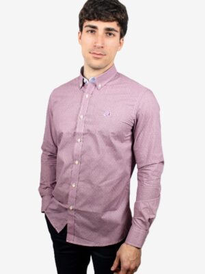 Camisa pata de gallo burdeos