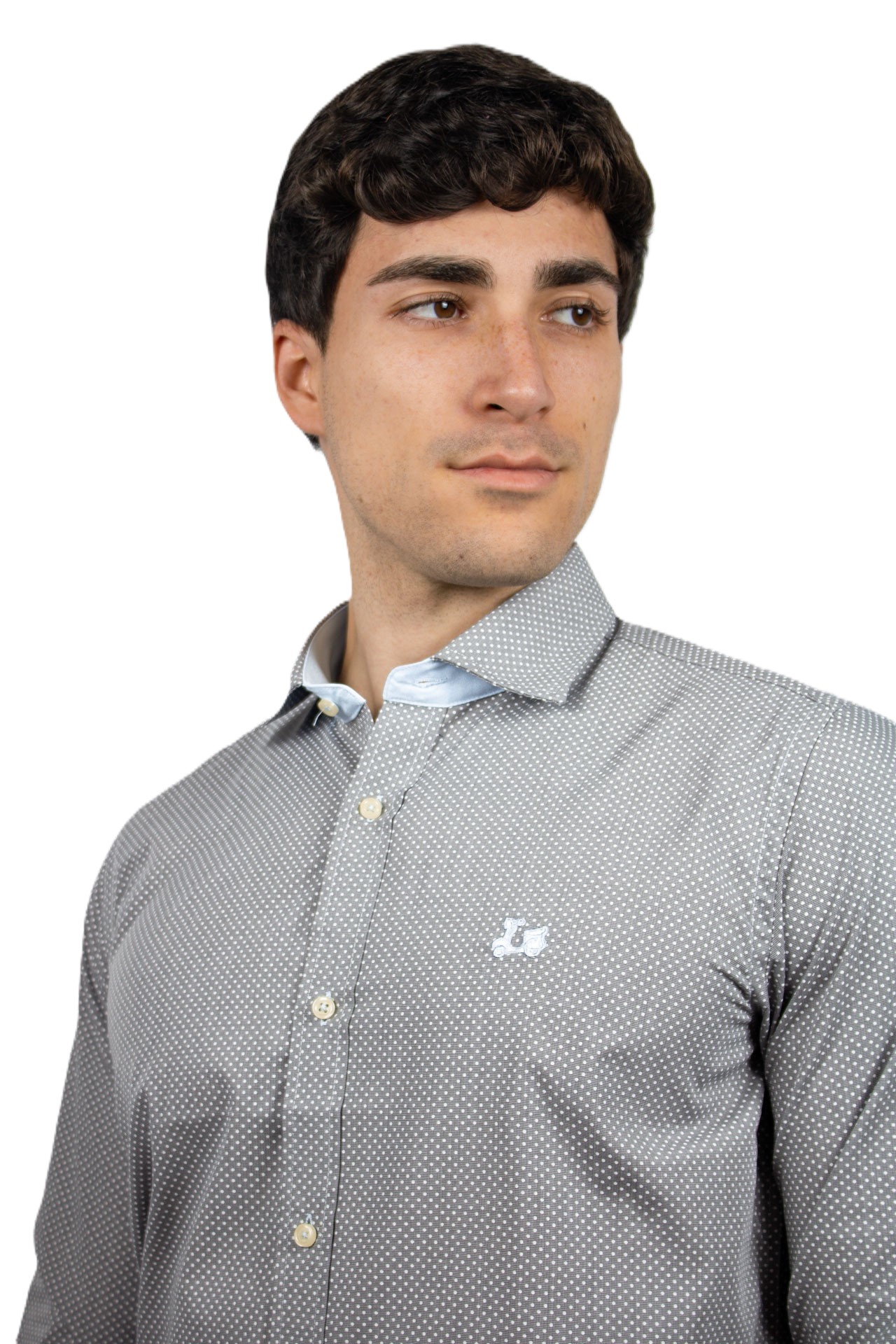 Camisa de topitos cuello italiano 2 Camisa de topitos cuello italiano - Imagen 2