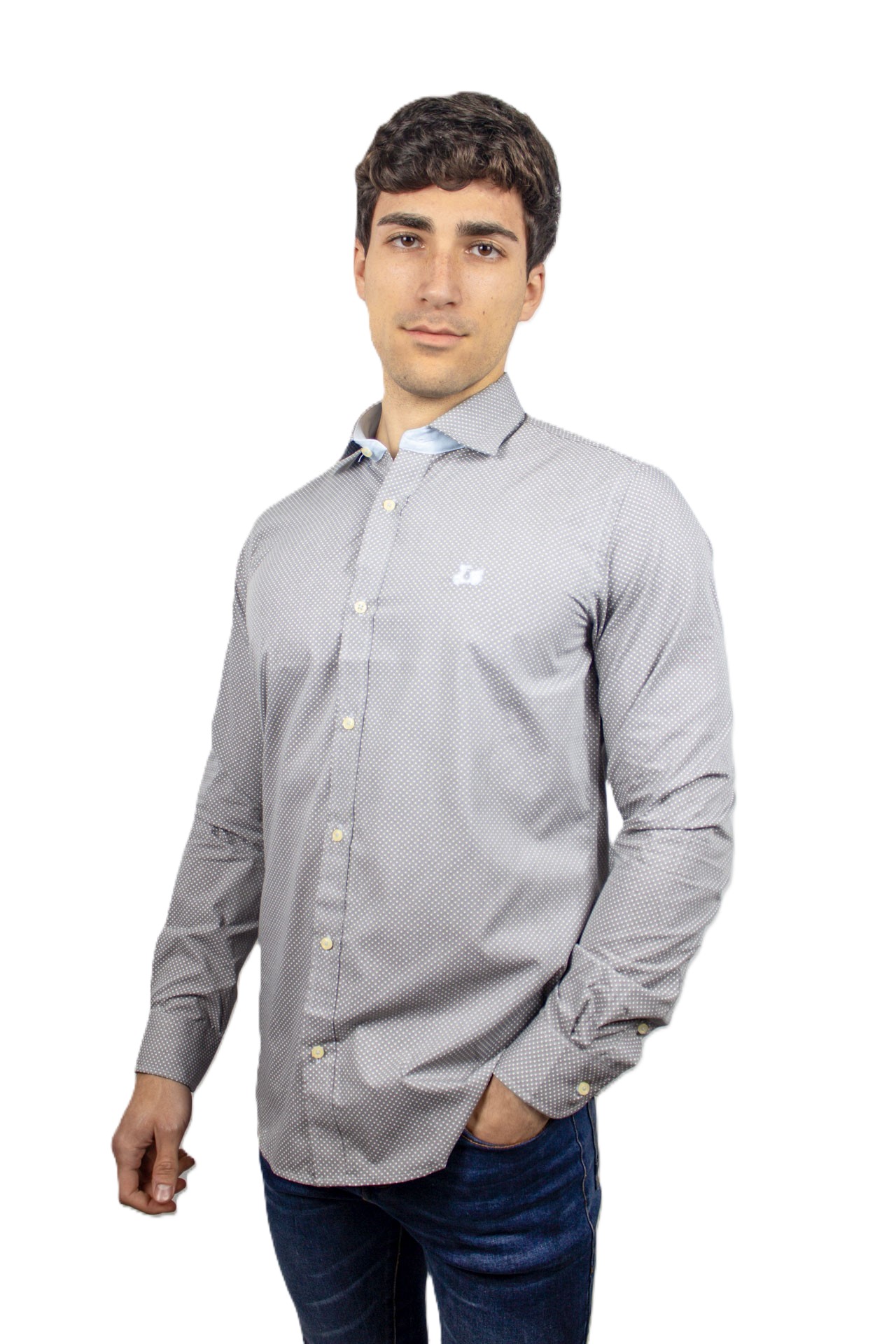 Camisa de topitos cuello italiano 3 Camisa de topitos cuello italiano - Imagen 3