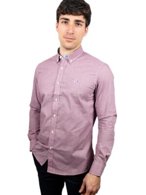 Camisa pata de gallo burdeos
