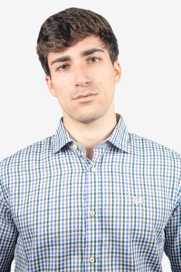 Camisa de cuadros Vichy cuello italiano