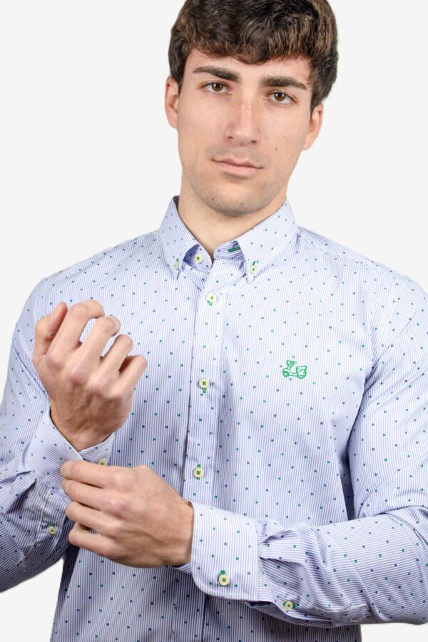 Camisa de rayas con topitos estampados - Imagen 3