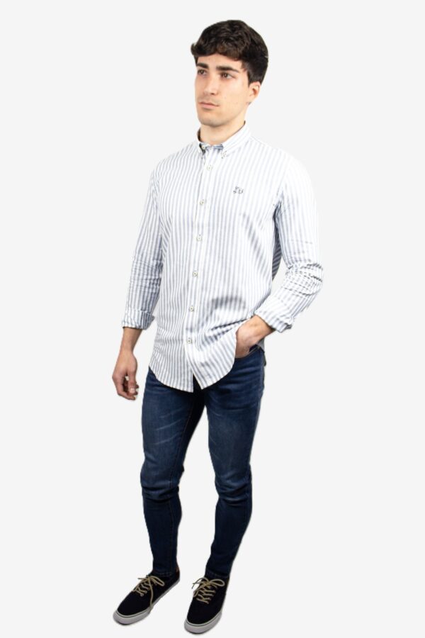 Camisa Rayas Popelín celeste - Imagen 3
