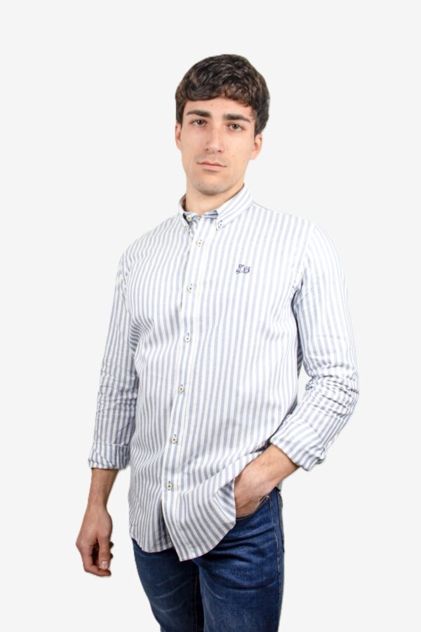 Camisa Rayas Popelín celeste