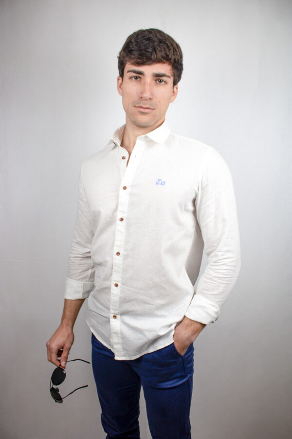 Camisa de lino básica cuello italiano [+8 colores] - Imagen 15