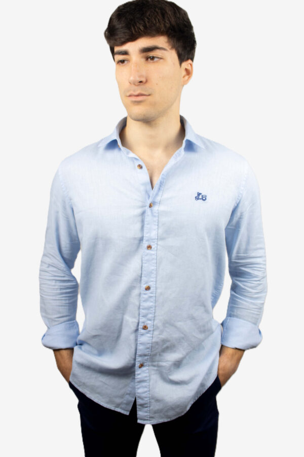 Camisa de lino básica cuello italiano [+8 colores] - Imagen 26