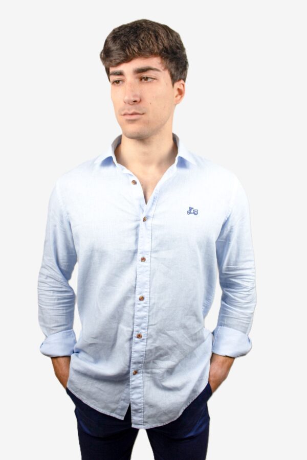 Camisa de lino básica cuello italiano [+8 colores] - Imagen 17