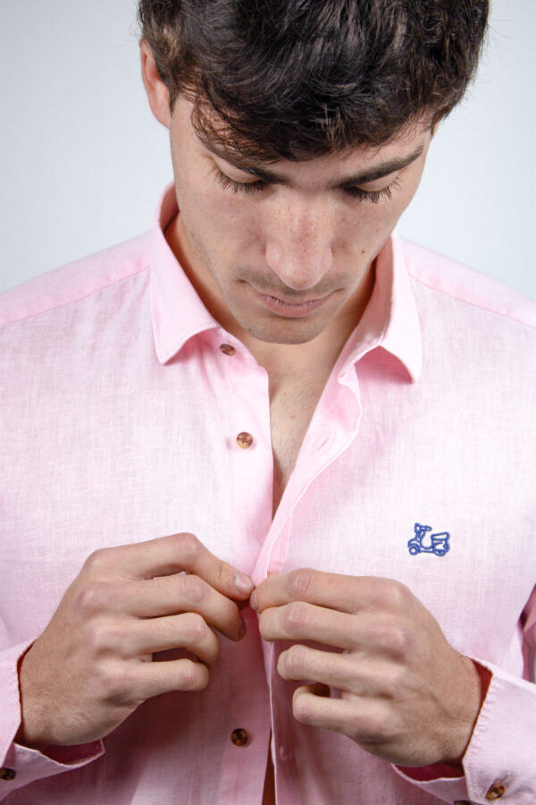 Camisa de lino básica cuello italiano [+8 colores] - Imagen 19