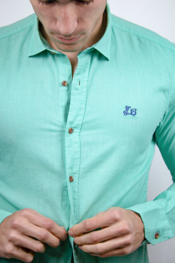 Camisa de lino básica cuello italiano [+8 colores] - Imagen 21