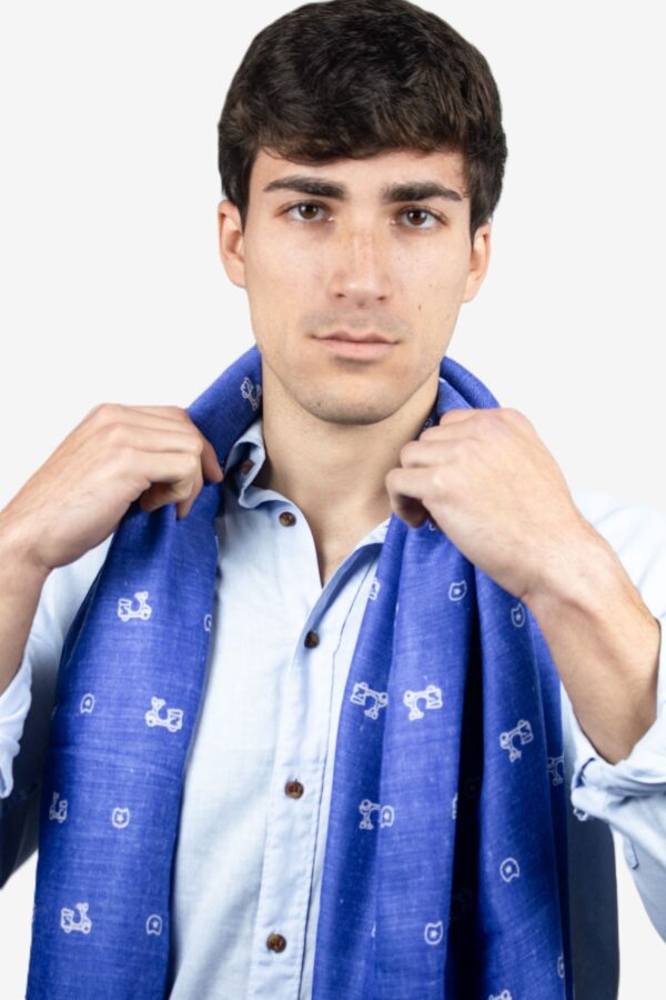 Pashmina azul con motos - Imagen 2