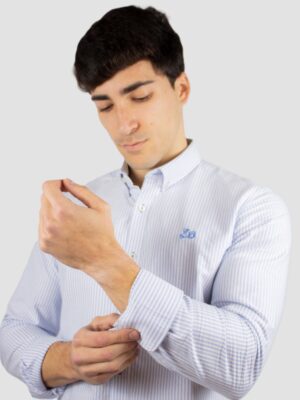Camisa rayas Oxford celeste